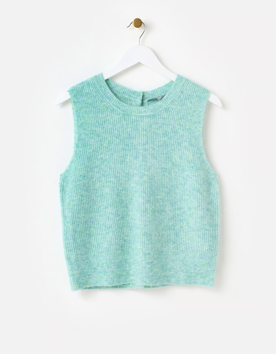 Turquoise Button Back Knitted Tank Top